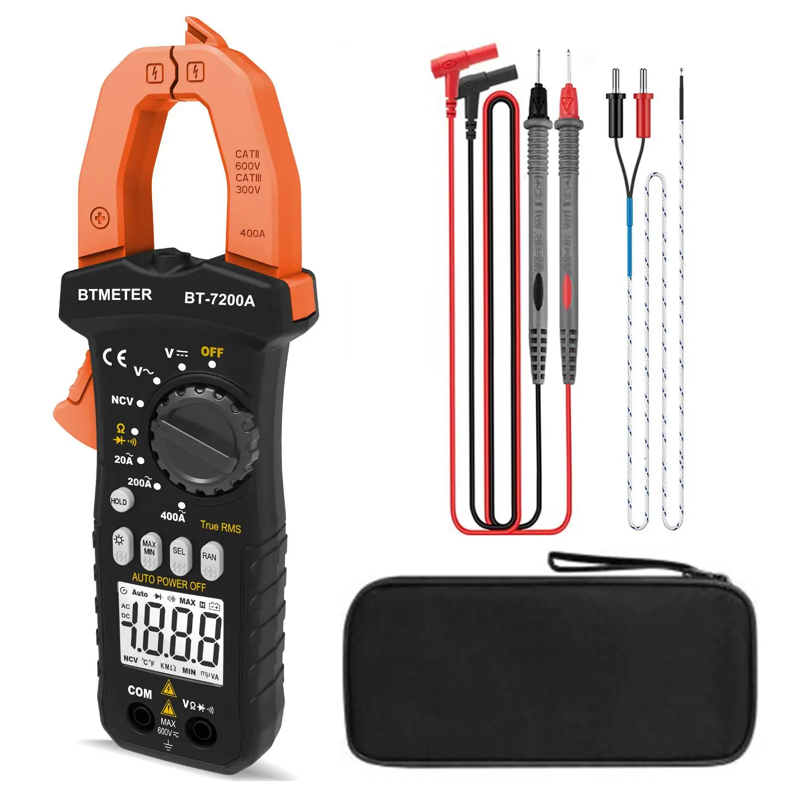 

Digital Clamp Multimeter 1999 Counts Auto Range Meter for DC/AC Voltage AC Current Resistance Diode and Audible Continuity Test