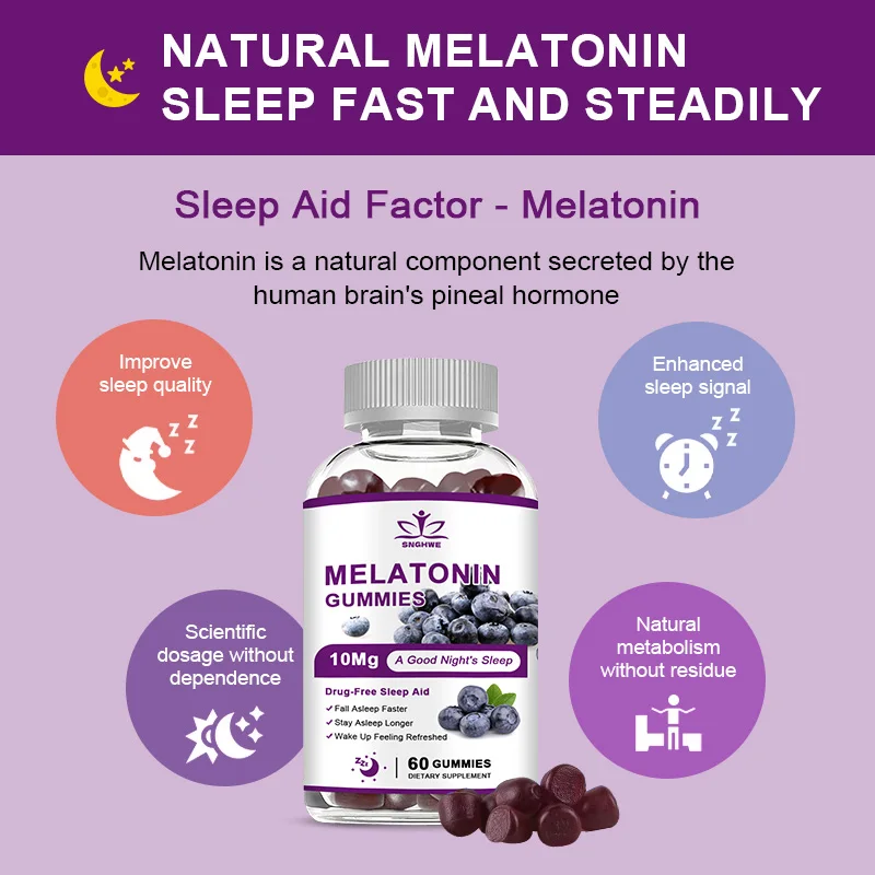 Sleep Melatonin Gummies 10mg Fall Asleep Faster,Sleep Longer,Blueberry flavor Sleep Dietary Supplement-Vegan,Non-GMO,Gluten-Free