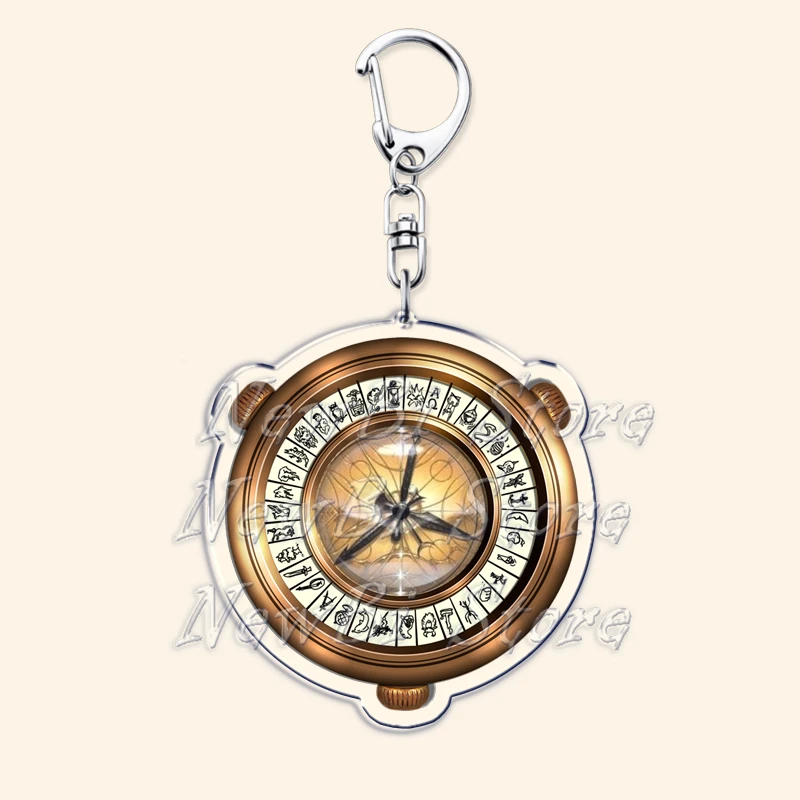Hot His Dark Materials Keychains for Accessories Bag Key Chain Ring Jewelry Alethiometer Golden Compass Northern Lights Keyring