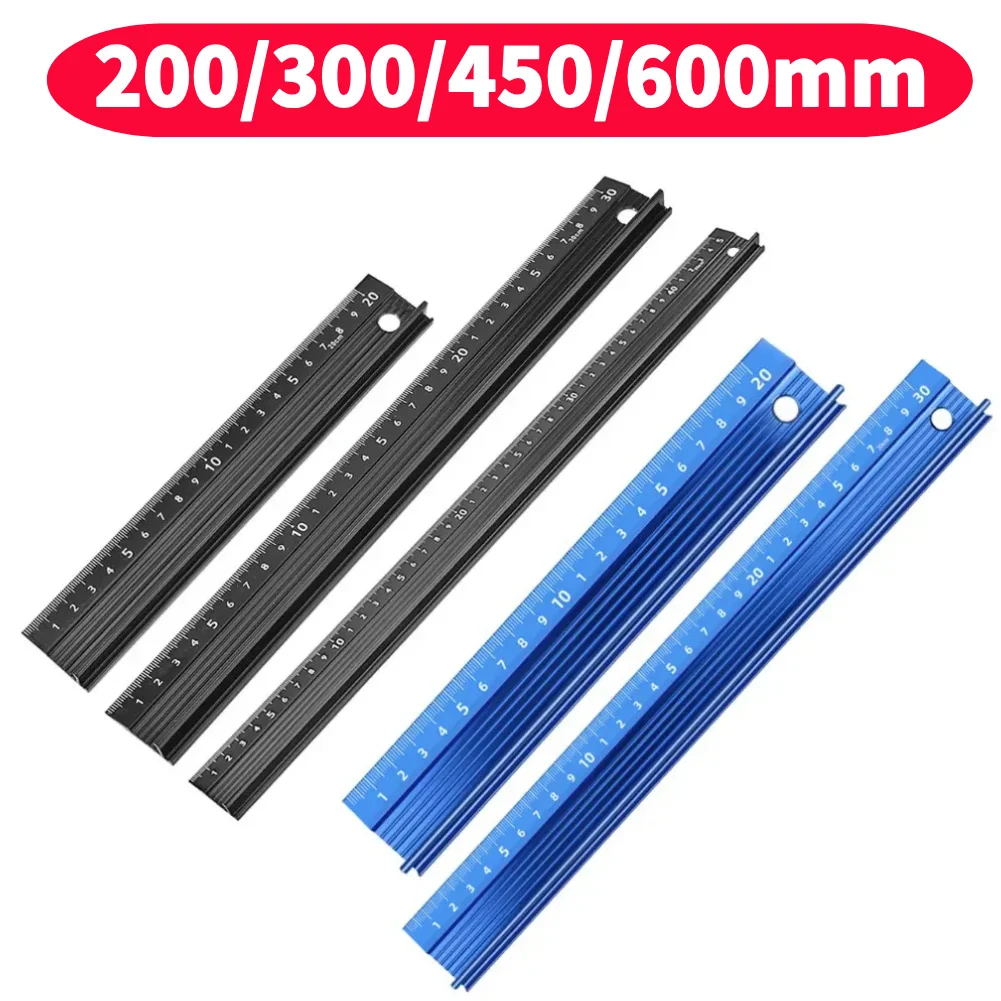 Multi-use Aluminum Alloy Protective Ruler Anti-cut Hand Non-slip Straight Ruler Wood Cutting Straight Woodwork Ruler Tool