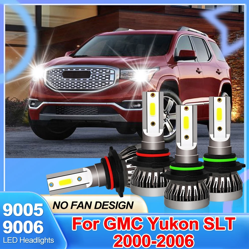 

For GMC Yukon SLT 2000-2006 9005 HB3 9006 HB4 LED Headlight Hi&Lo Beam Bulbs Kit 20000LM NO FAN Design Light Bulbs