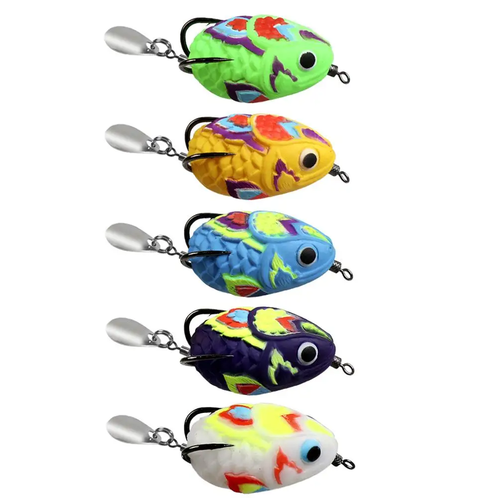 1PCS Frog Fishing Lures 4.5CM 11G Silicone Bait With Spoon Double Hooks Top Water Soft Plastic Frog Bait Soft Jump Frog Baits