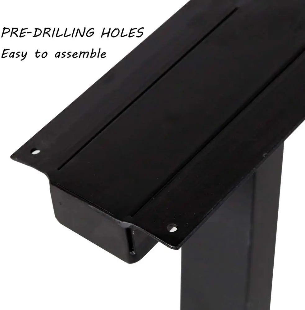 Patas de metal para mesa con forma trapezoidal, patas de mesa de metal de 28 "de alto, patas de escritorio de metal resistentes, patas de mesa industriales, juego de 2, negro