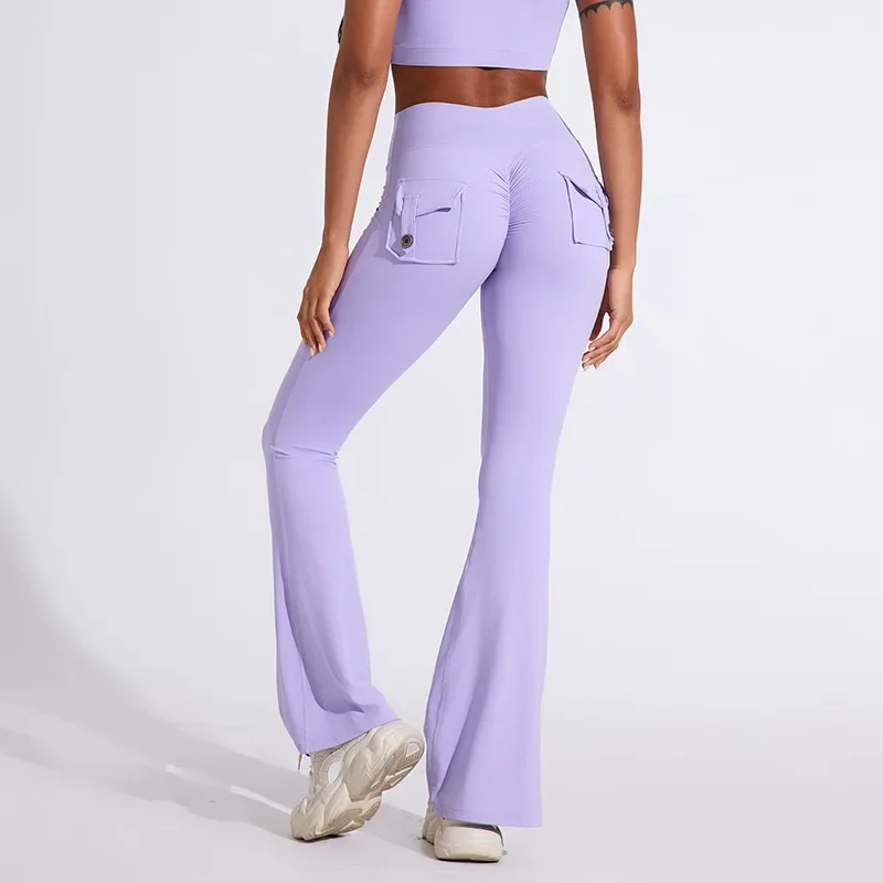 Impact Back Pocket Flared Pants Women's Tight-Fit Sexy Slim High Waist Yoga Pants Push Up Sport Fitness GYM Flare Leggings