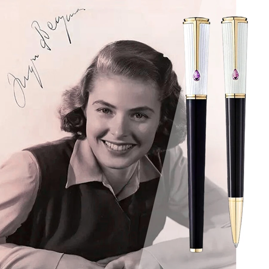 

YAMALANG Luxury MB Roller Ball Pen Ingrid Bergman Office School Stationery With Gem On The Clip