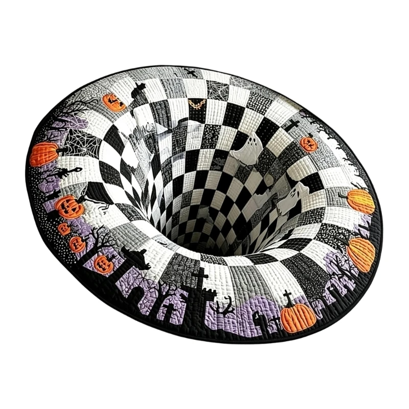 Runder Schlafzimmer-Bodenakzent, 3D-Illusion-Polyesterstück für Eingangsbereich, Wohnzimmer und saisonales Party-Styling – Detail 1