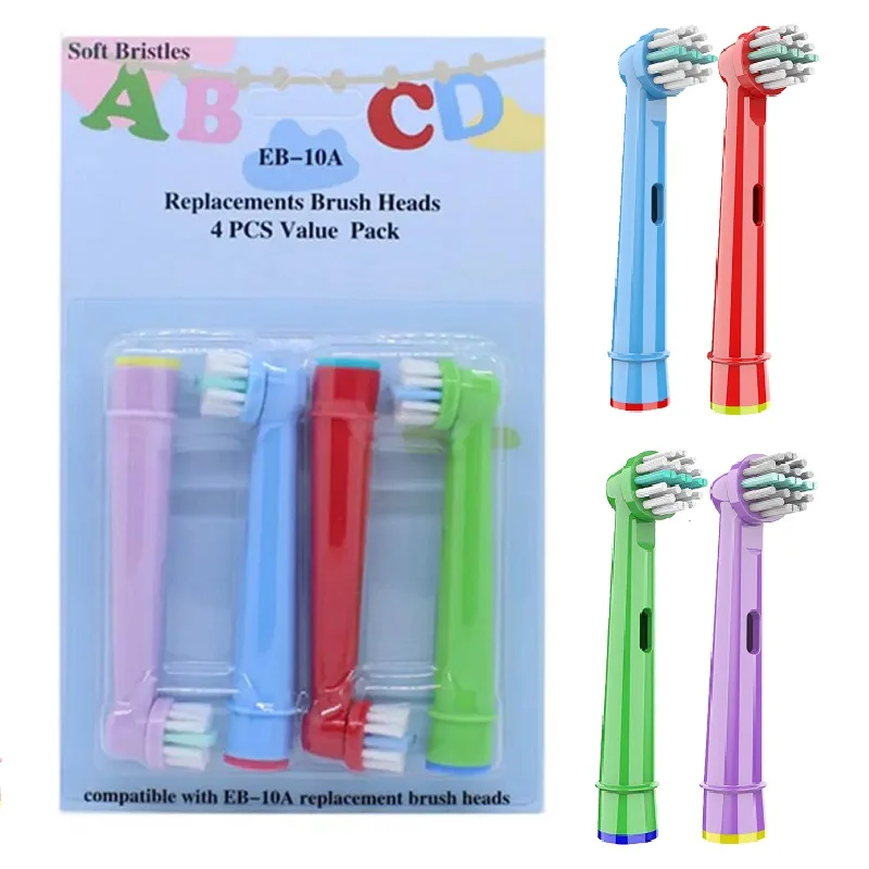 4 Pcs/Pack Kids Replacement Brush Heads For Oral B Children Electric Toothbrush Head Extra-Soft Bristles Brush Refill EB-10A