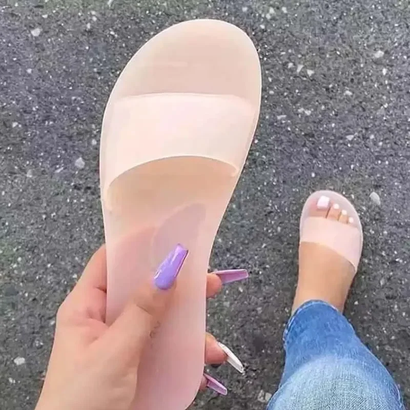 2024 Woman Sandals Sexy Summer Shoes Woman Slip on Fashion Slides Ladies Transparent Flats Shoes Flat Flip Flop Beach