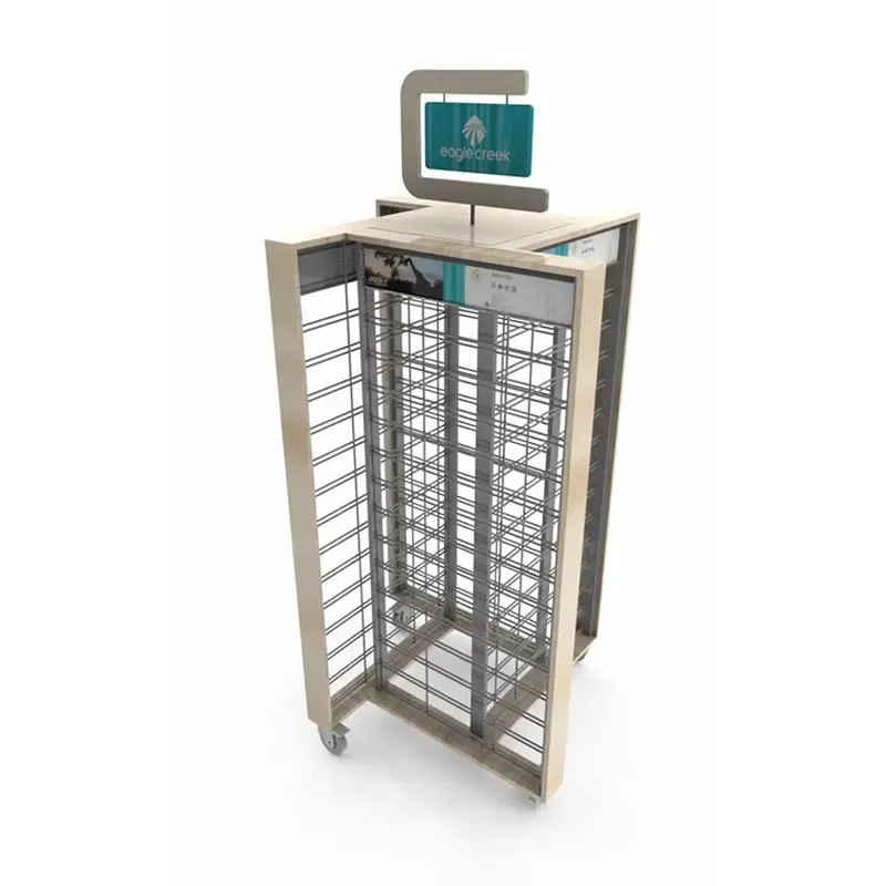 Outdoor Jacket Clothing Display Stand 2-Tier Shelves Floor Standing Metal Wood Easy Assembly Carton Packed for Fashion Stores