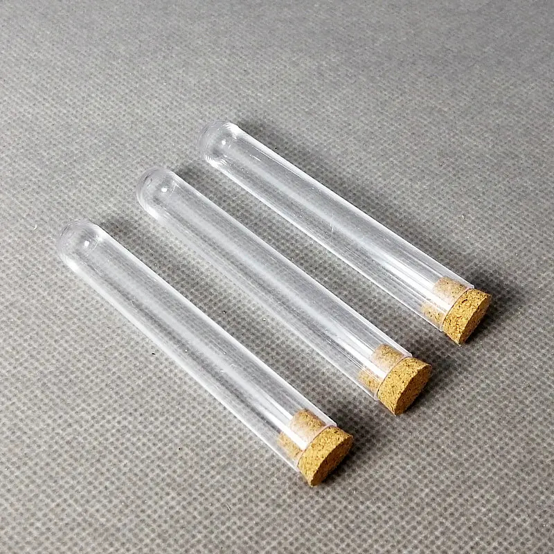 24pcs 12x75mm Transparent Plastic Test Tubes With Corks ,Party Candy Bottle with Round Bottom，Wedding Gift Vial