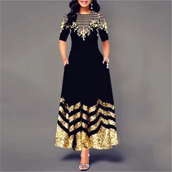 Bef123-Robe longue vintage à volants pour femmes, tenue de soirée élégante, grande taille 5XL, nouvelle collection printemps été