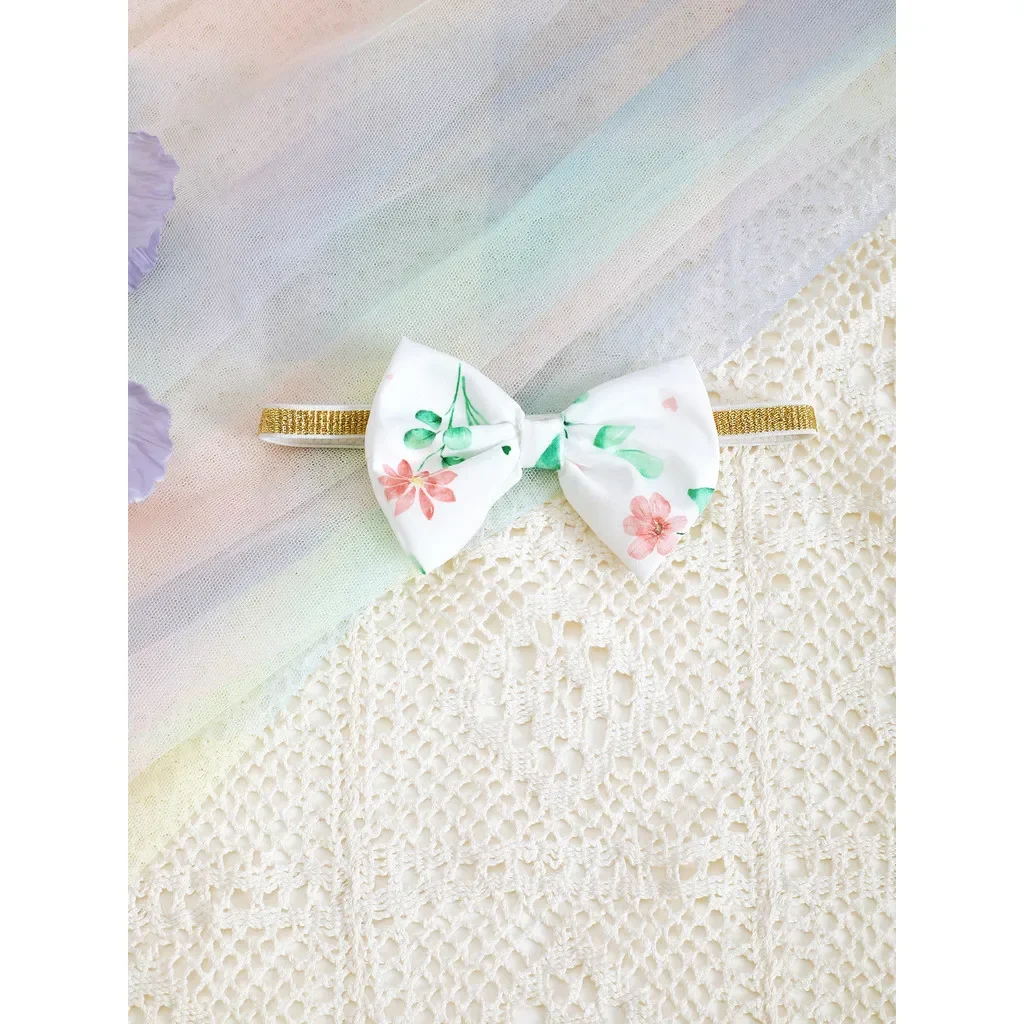 Newborn Baby Girl Bodysuit+Headwear 2PCS Summer Sleeveless Ruffle Green Floral Dress Cute Infant Girl 1-12Months Casual Dresses