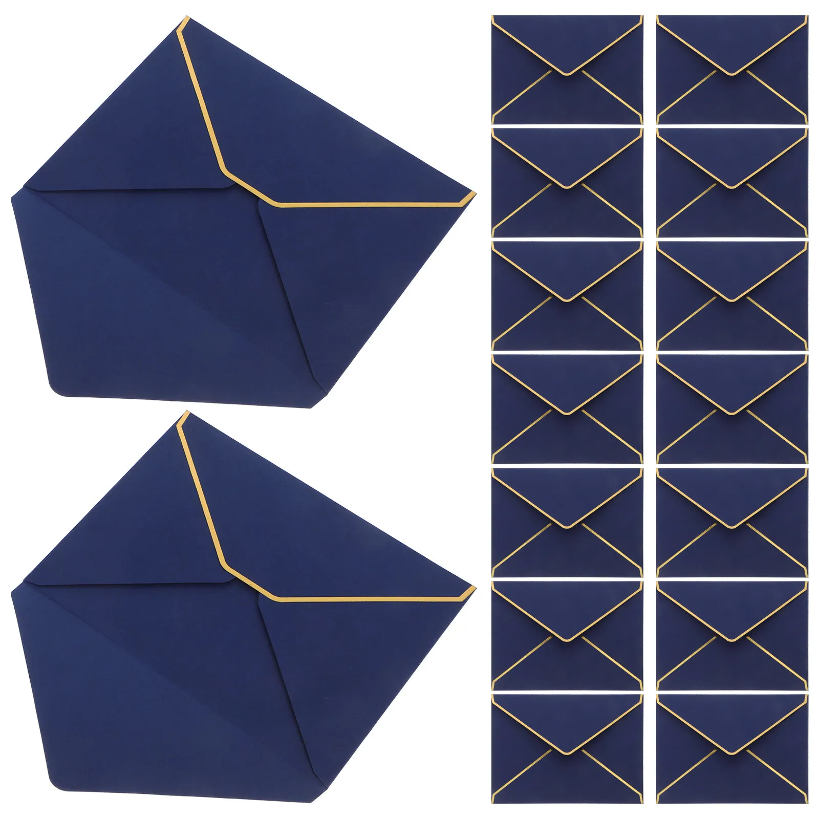 

50Pcs Gold Foil Border V-Flap Envelopes 7.3x5.3 Inch Thick Paper Luxury Wedding Invitation Envelopes for Graduation Shower