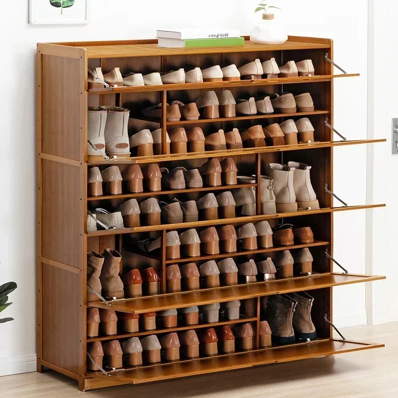 Bamboo Shoe Organizer Cabinet 9-Tier Freestanding Shoe Rack Contemporary Design for Convenient Shoe Storage Eco-Friendly