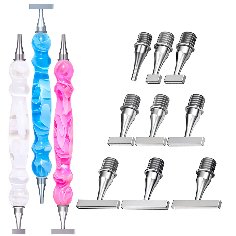 Diamond Painting Pen，Beautiful Embroidery Threaded Dot Drill Tool，Multifunctional Metal Screw Thread Tips Accessories