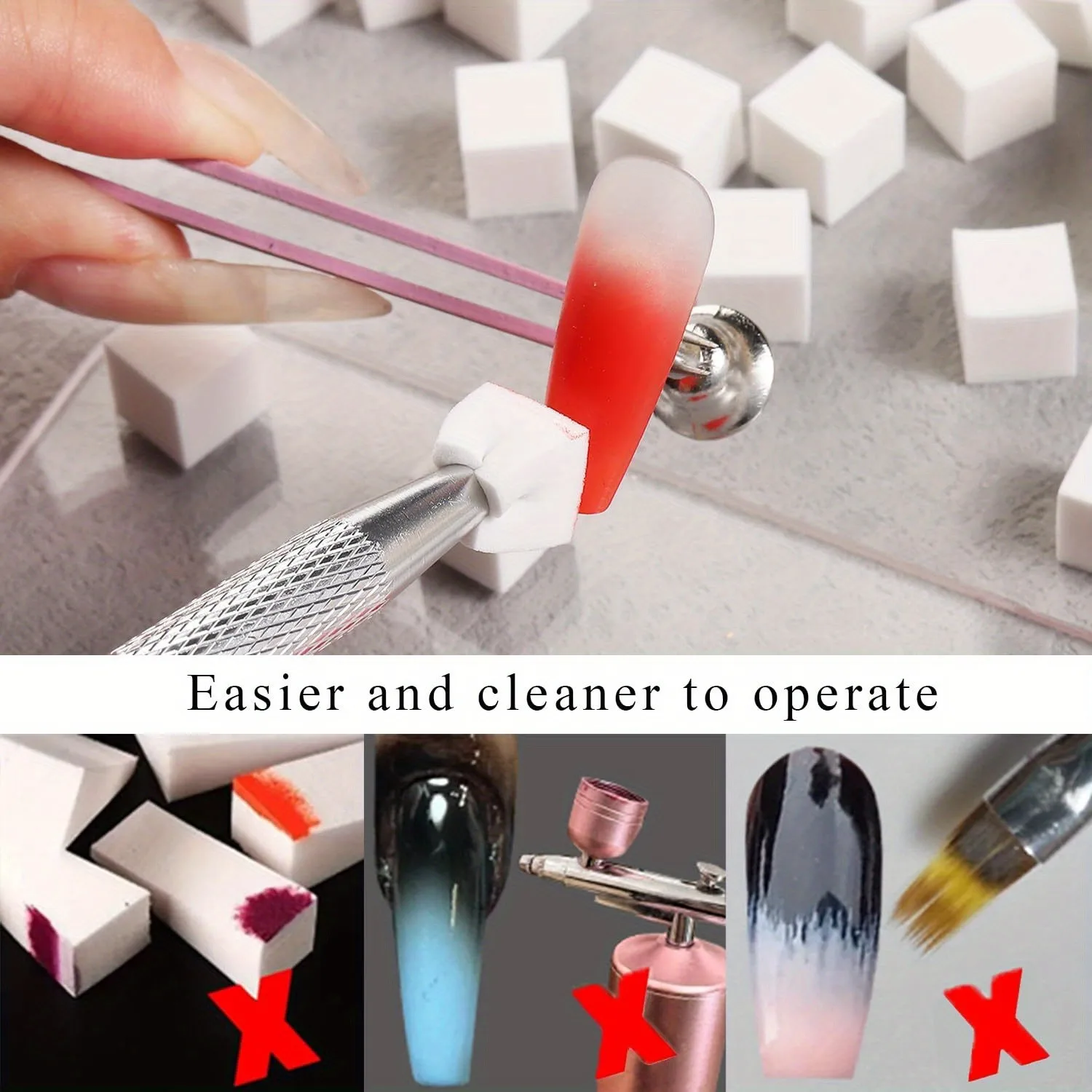 1/50/100Pcs Square Nail Art Sponge Set Gradient Nail Brushes Gel Polish Design Nail Sponge Grab Pen Manicure Decoration Accessor