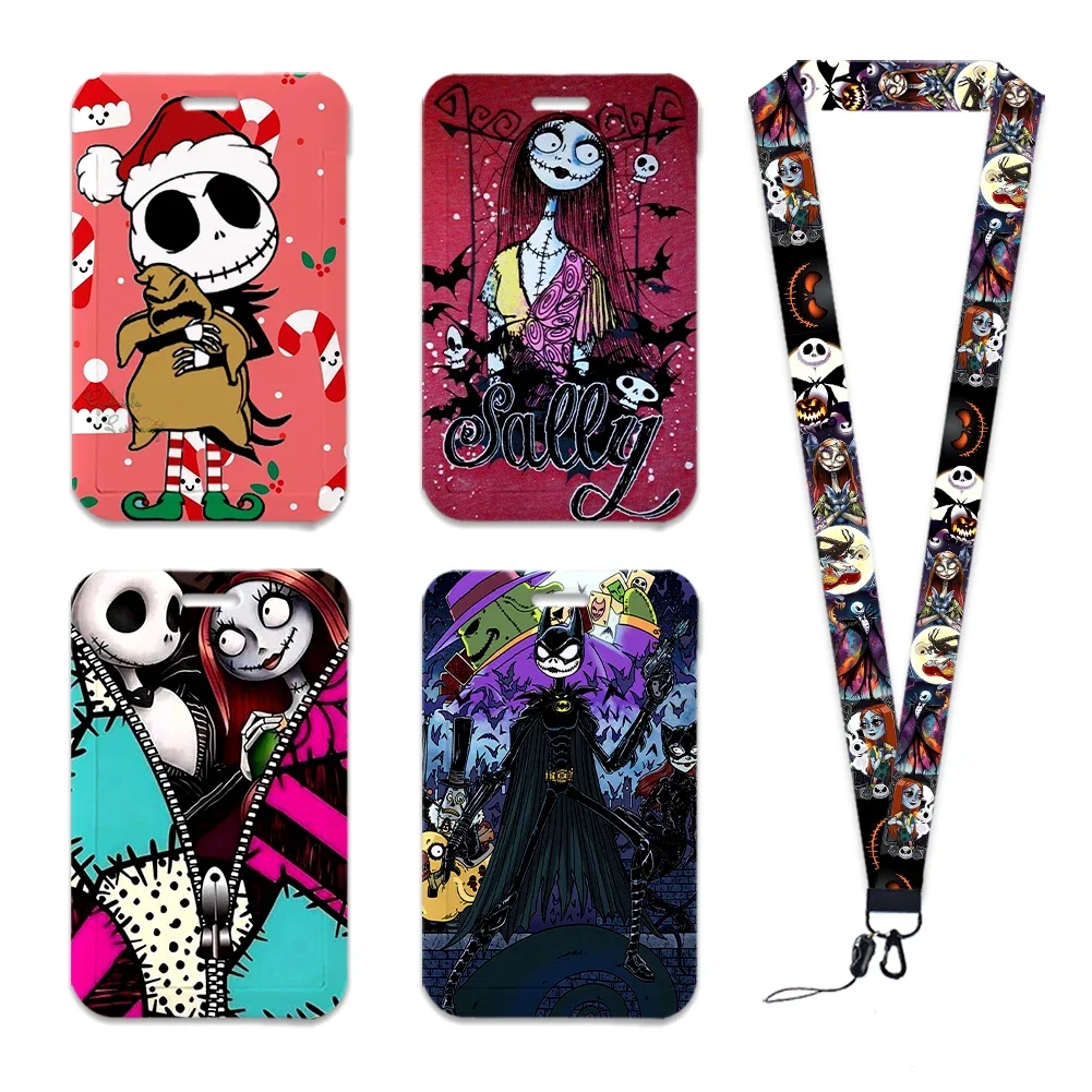 Disney-The Nightmare Before Christmas ID Card Holder Lanyards, réinitialisation rétractable, Neck Strap, Credit Card Case, Danemark ge Keychain Holder