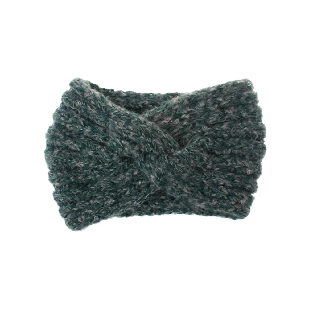 

Mohair Strap Green Cozy Thick Woolen Yarn Headband Cross Knitted Hoops Headdress Handmade Accessories Miss