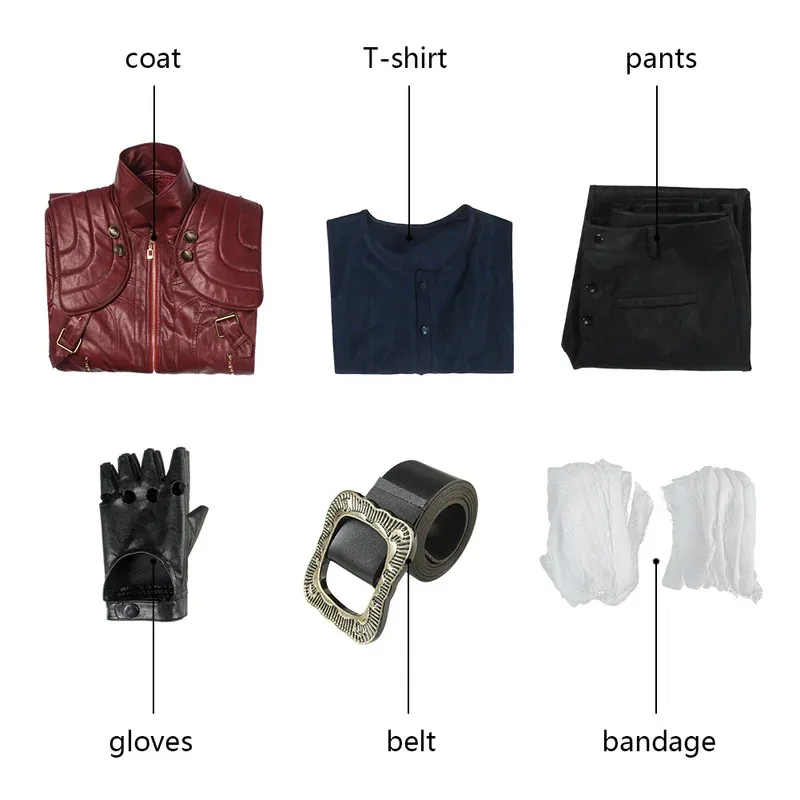 

az15Dante Cosplay Costume Game DMC 5 Men Long Coat Outfits Halloween Carnival Party Clothes