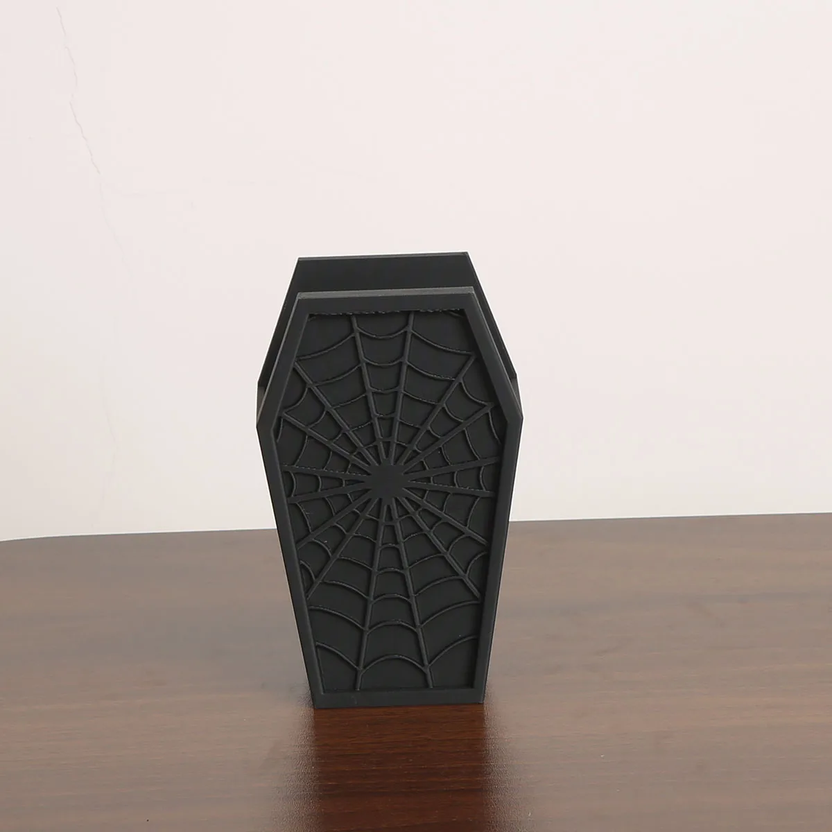 1 PC 3D printed Halloween spider web tombstone pen holder, vintage pen holder, desktop decoration creative Halloween pen holder