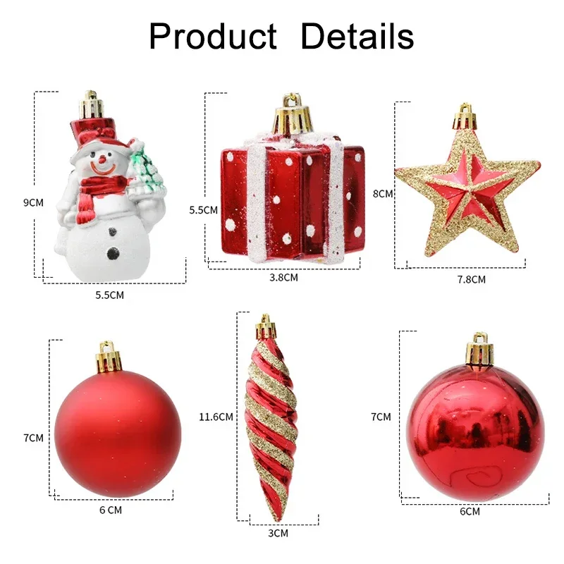 Christmas Tree Balls Red Candy Cane Hanging Ornament Big Pendants Set Christmas Decorations For Home 2024 Natal Navidad New Year