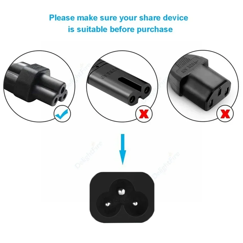 Laptop Power Cable 0.5m/2m/5m Euro Plug IEC C5 Power Adapter Extension Cord For Asus Dell HP Notebook LG TV Printer Projector