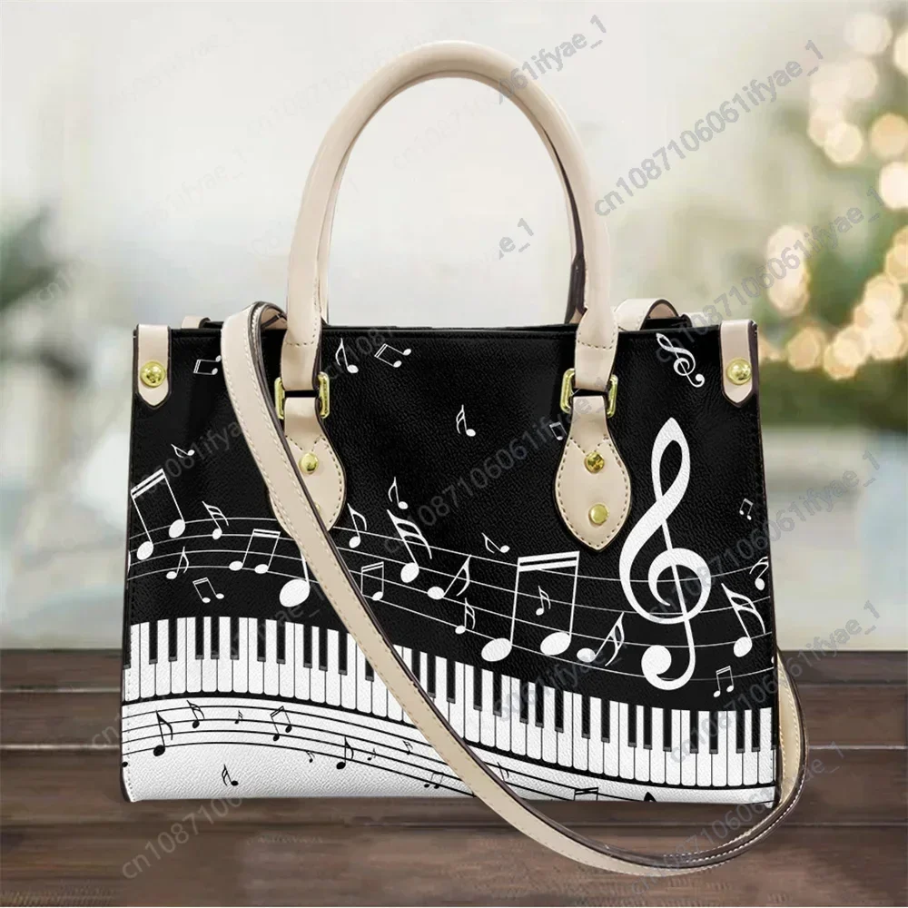 Bolso de hombro con patrón de notas musicales de Piano para Mujer, bolsos de cuero Pu de diseñador de lujo, bolsos cruzados de alta calidad, bolso femenino