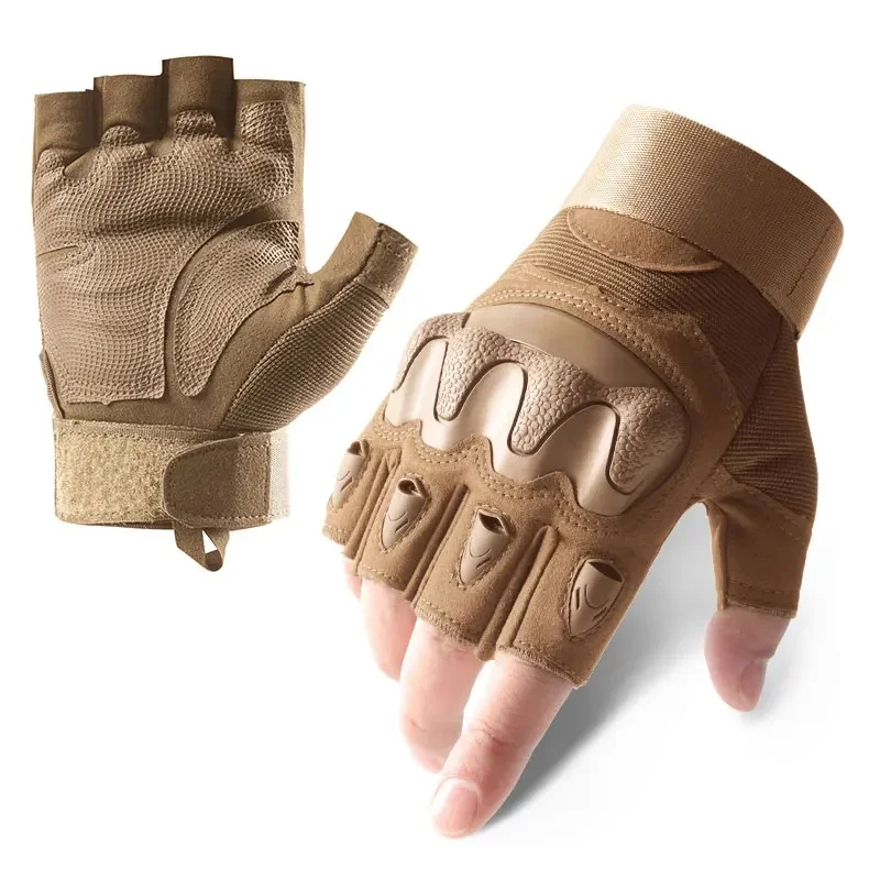 CHRLCK Men's Cycling Tactics Gloves Half Finger Wear-resistant Motorcycle Gloves Anti-Scratch Riding FiShing Training Gloves