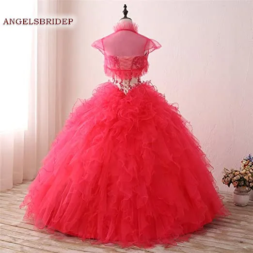 ANGELSBRIDEP Quinceanera Dresses With Jacket Formal Sweet 16 Applique Tulle Long Princess Party Masquerade Gowns Customized