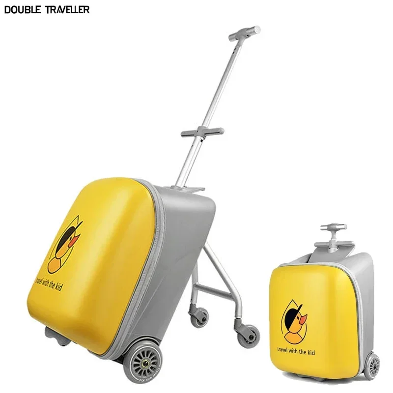 New 2023 Cartoon baby ride on trolley luggage Lazy kids trolley case box scooter suitcase rolling luggage carry on suitcase