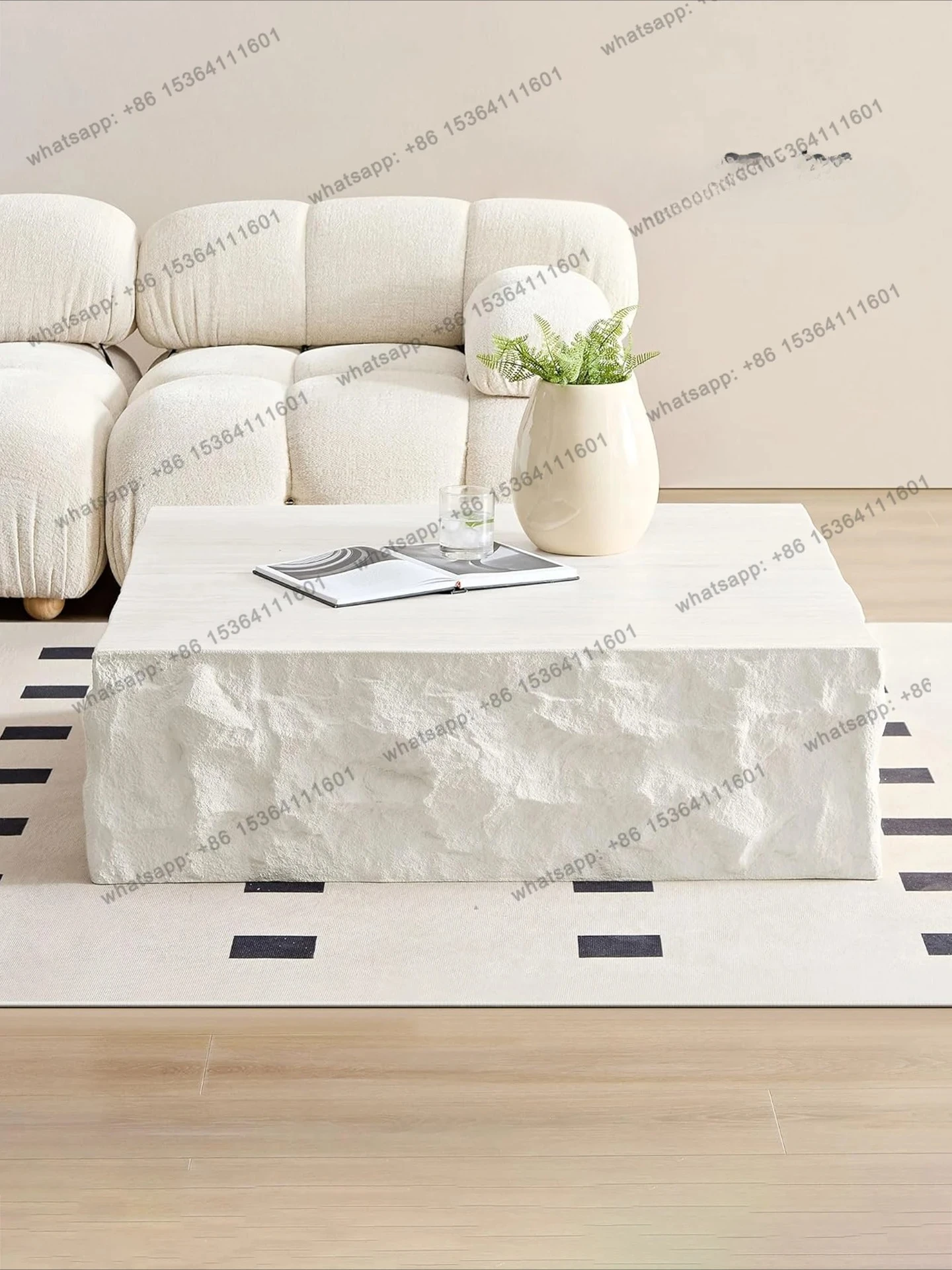 New modern simple living room coffee table, home Italian designer high-end cave stone square