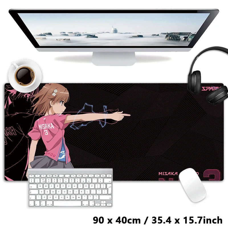 Японский аниме для девочек Misaka Mikoto Kawaii, милый крутой коврик для мыши, компьютерный коврик, настольный коврик для клавиатуры, большой коврик для мыши XXL