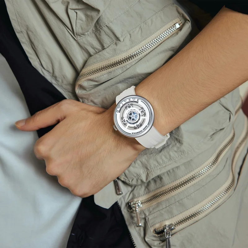 マークフェアホエール 5990 メンズファッションクォーツ時計クリエイティブデザイン防水シリコンストラップ発光スポーツカジュアル腕時計男性用