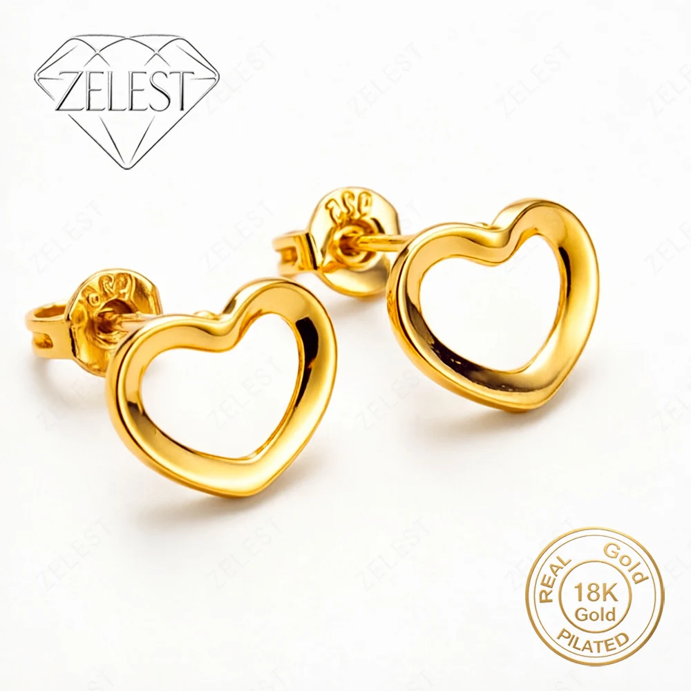 18K Gold Plated Exquisite Openwork Heart-Shaped Earrings - Stylish Wedding Gift Jewelry for Women