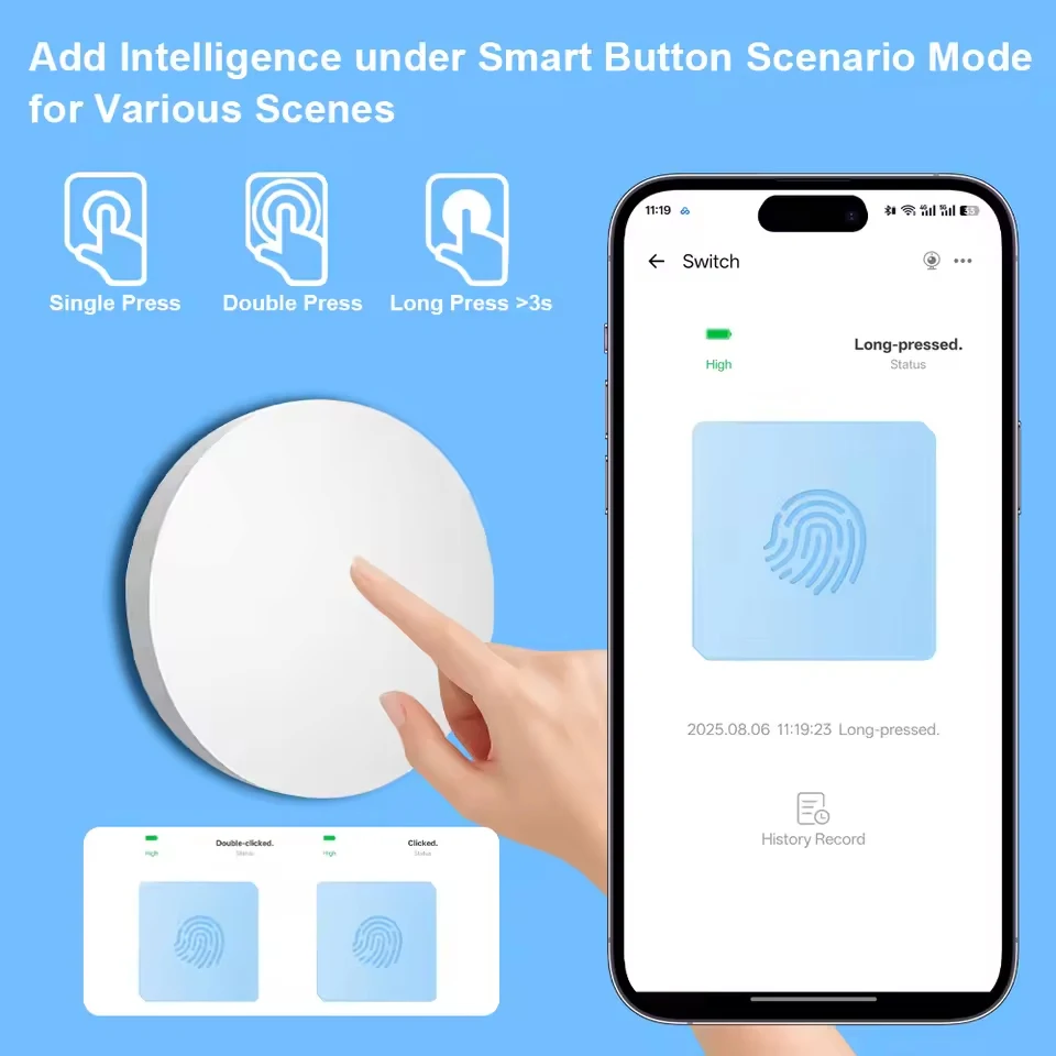 

Ewelink Zigbee Smart Push Button Wireless Switch Include Battery Remote Control Automation Scenario Switch work with Zigbee2MQTT
