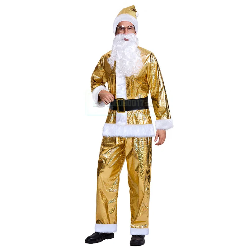 Costume de père noël pour hommes, tenue de noël, ensemble de fête de spectacle pour adultes, 2025
