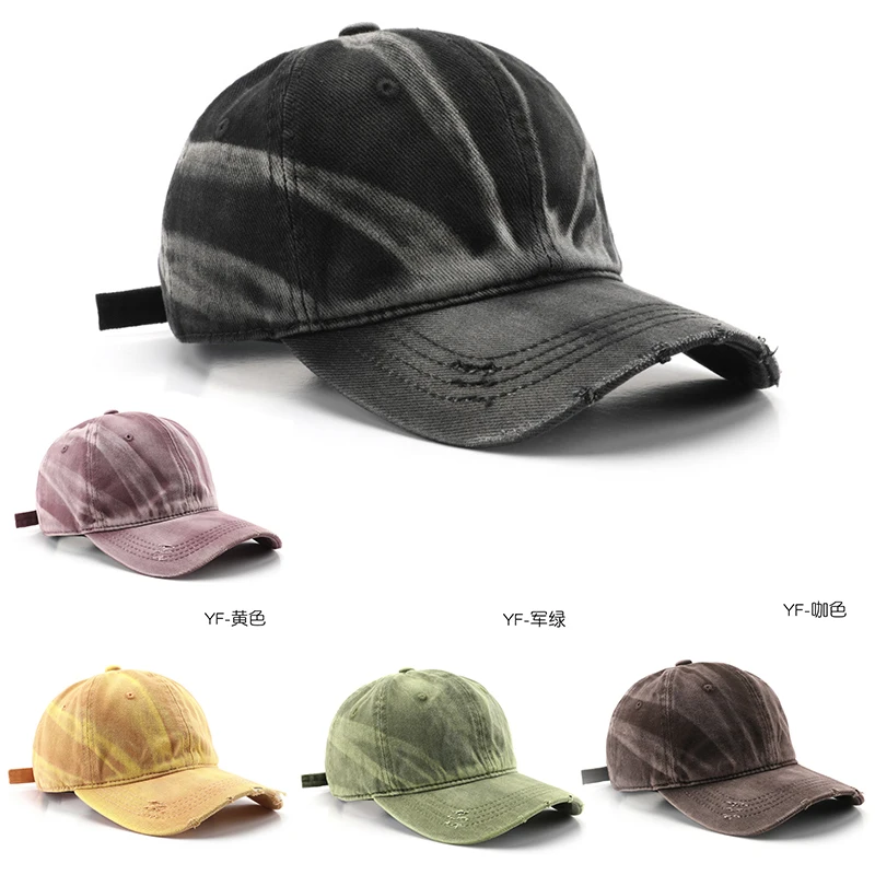 

New Vintage Washed Tie-Dye Baseball Cap Unisex Distressed Y2K Style Sun Hats Men Women Spring Summer Outdoor Casual Streetwear