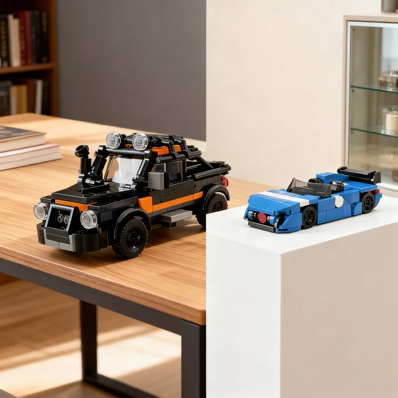 345pcs MOC City Champions Tiny Jaguared F-TYPE Project 7 & Defender Stickerless Model Building Blocks Christmas Gift Toy Art DIY