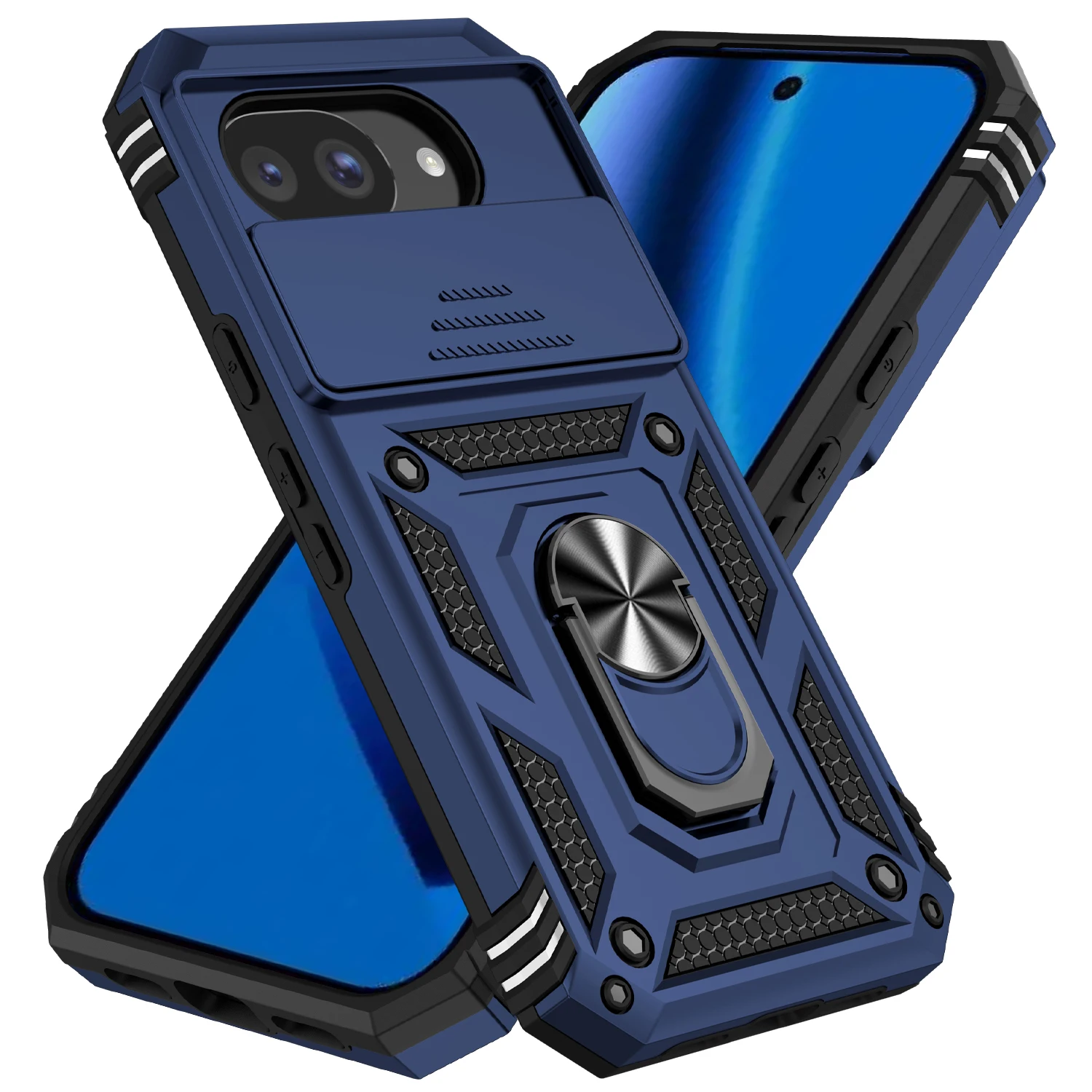 Armor Ring Halterung Push-Fenster Schutz Handyhülle für Google Pixel 10A 9A 8A 8 9 10 Pro XL Stoßfeste Magnetische Halterung Cover