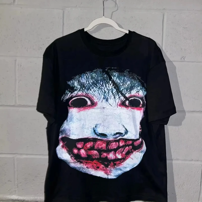 2025 Summer New Cotton Men's and Women's Gothic Style Short-sleeved Streetwear Y2k Top Retro Drolandmiller Print Graphic T-shirt