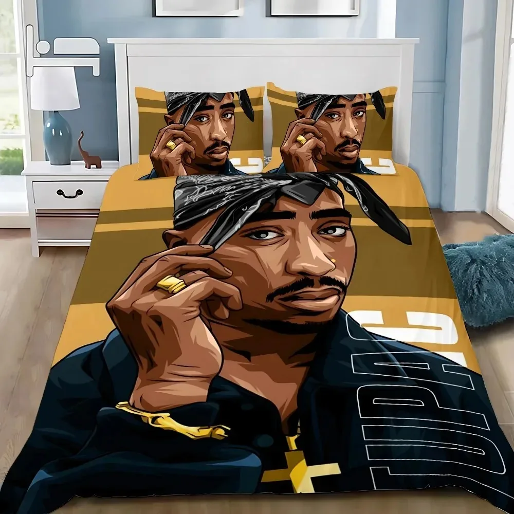 ثلاثية الأبعاد طباعة توباك الهيب هوب خلفية 2Pac الموسيقى طقم سرير غطاء المعزي الناعم مع 1/2 قطعة وسادة الشام للأطفال البالغين ستوكات #1
