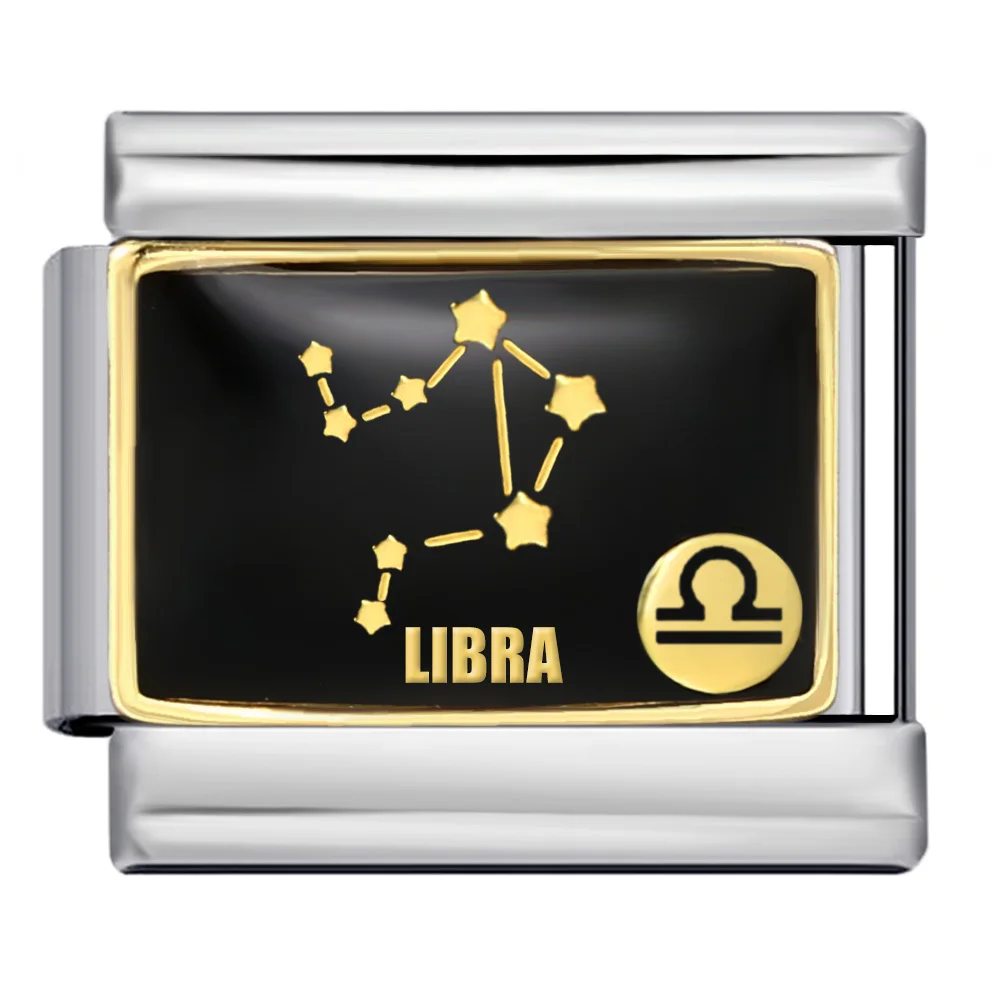 روابط إيطالية بتصميم أبراج فلكية سوداء تناسب مجوهرات الفولاذ المقاوم للصدأ 9 مم لصنع الأساور يدويًا للنساء والرجال - 5