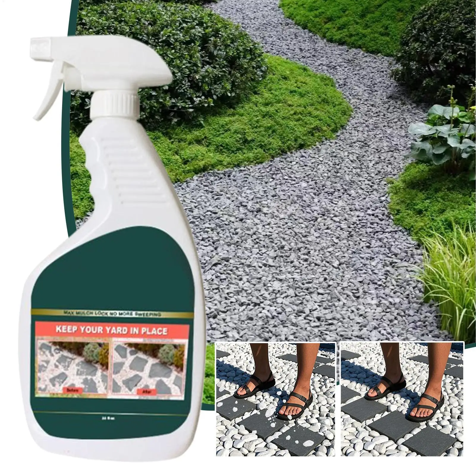 Natural Stone Gravel Glue,Strong Binding Formula,Multifunctional Mulch Adhesive For Walkways Driveway And Garden Landscaping