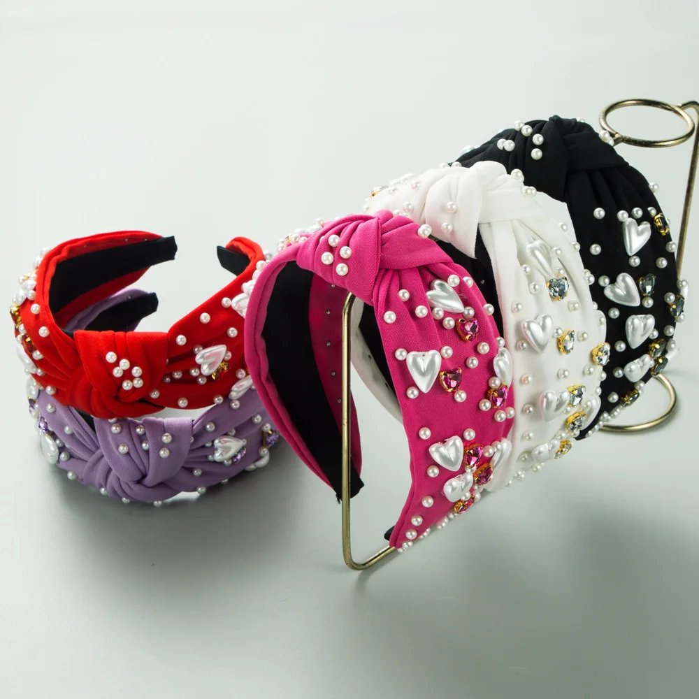 Fashion Baroque Heavy Industry Full Diamond Color Diamond Headband Women's Versatile Temperament Advanced Sense Wide Edge Sponge