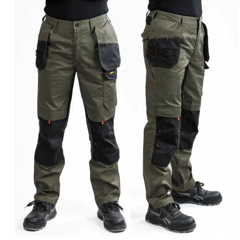 Pantalones Cargo para hombre con bolsa de herramientas colgante, pantalones de trabajo al aire libre resistentes al desgaste, pantalones elásticos multiusos con bolsillos grandes