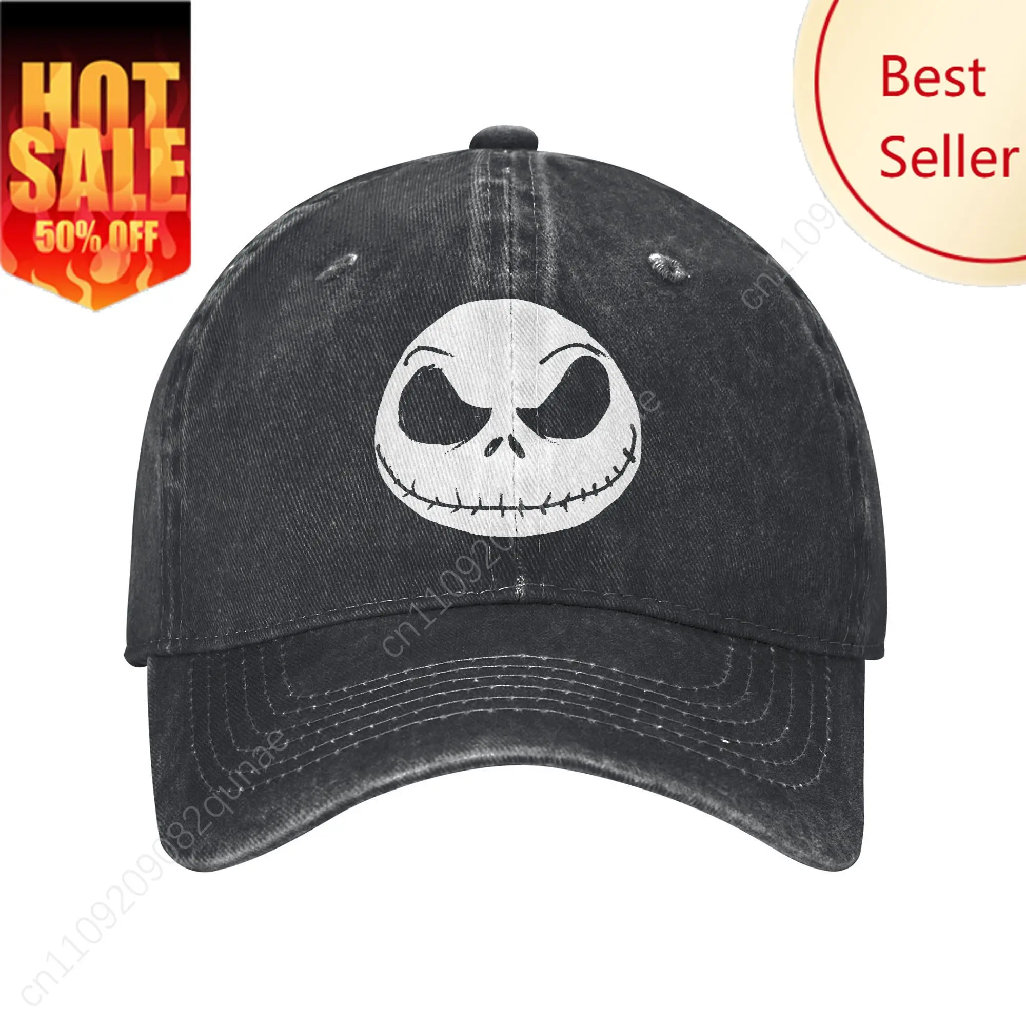 The Nightmare Before Christmas Gorras de béisbol Jack Skellington Face Sombreros de algodón desgastados Gorra para correr al aire libre Gorra Snapback
