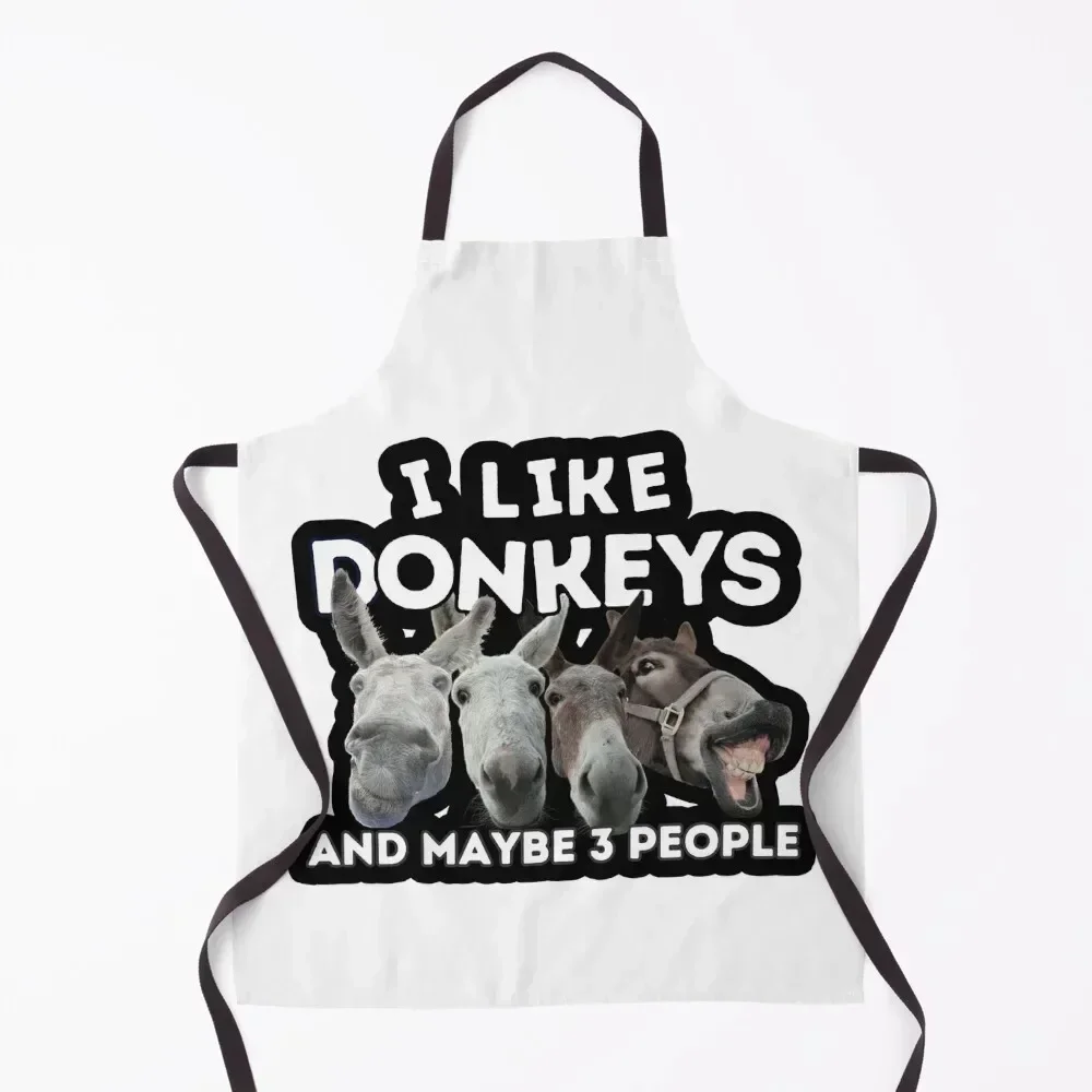 

Peaceful Pastures Donkey Rescue I Like Donkey and Maybe 3 People Apron Chef Accessories Kitchen Items Apron