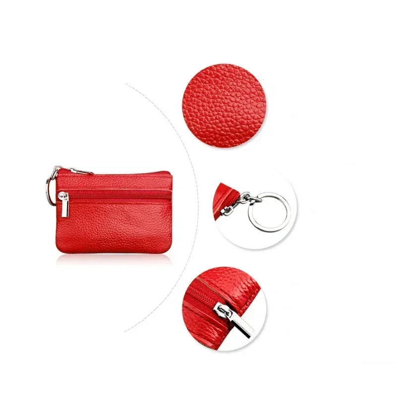 صغيرة متعددة الألوان جلد طبيعي صغير عملة محفظة ضوء طبقة علوية جلد البقر سستة مفتاح حافظة بلون عملة فضفاضة حقيبة المال #5