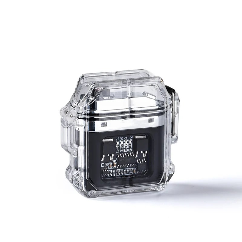 Type-C Fast-charging Transparent Shell Double-arc Cigarette Lighter Outdoor Waterproof and Windproof Electronic Pulse Lighter
