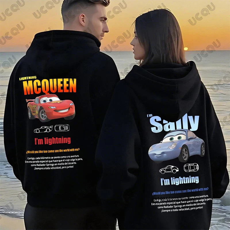 

Хлопковые толстовки с принтом «Молния Маккуин и Салли» для пар, для женщин и мужчин, весенне-осенние, в стиле High Street, оверсайз